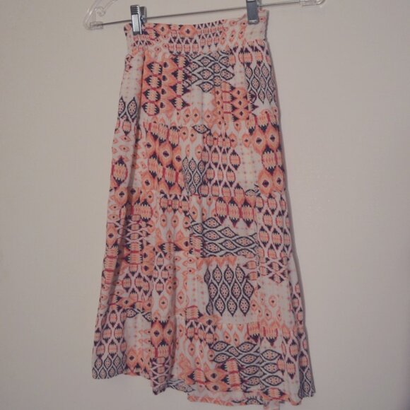JOEY B Colorful White-Pink Prints Maxi Skirt Stretchy Waist Girls Small(8-10y.o) - Picture 1 of 5